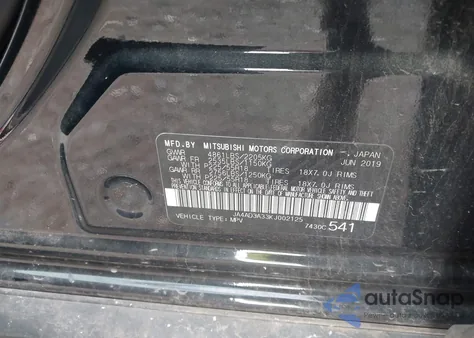 2019 Mitsubishi Outlander Se из США, поврежденный, VIN JA4AD3A33KJ002125